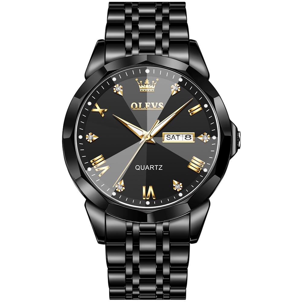 Waterproof Quartz Watch for Men with Luminous Dial - Black