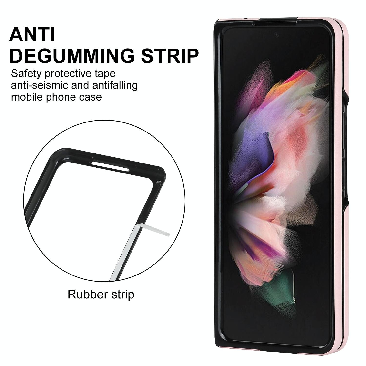 For Samsung Galaxy Z Fold4 5G Foldable Microfiber Phone Case - Rhombic Design - Pink 3