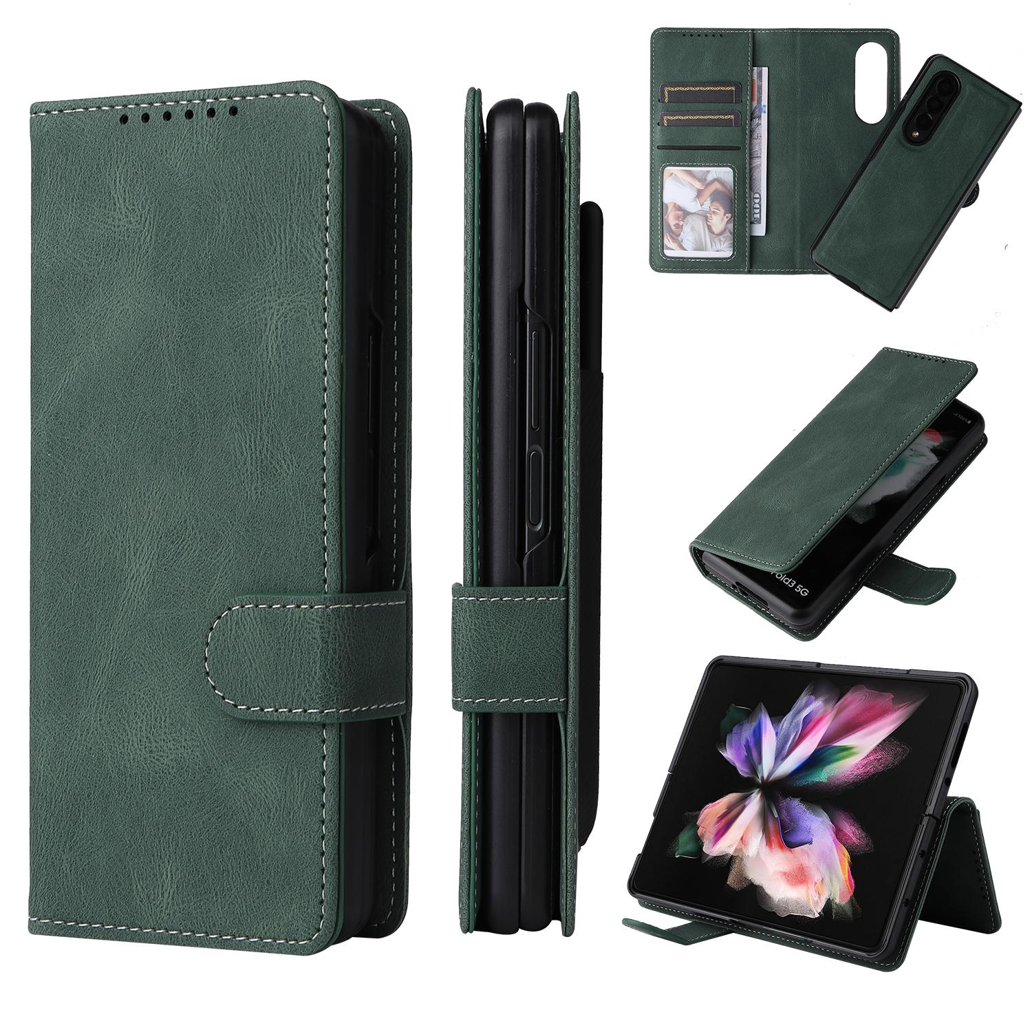 For Samsung Galaxy Z Fold4 5G Foldable Leather Case - Detachable - Blue