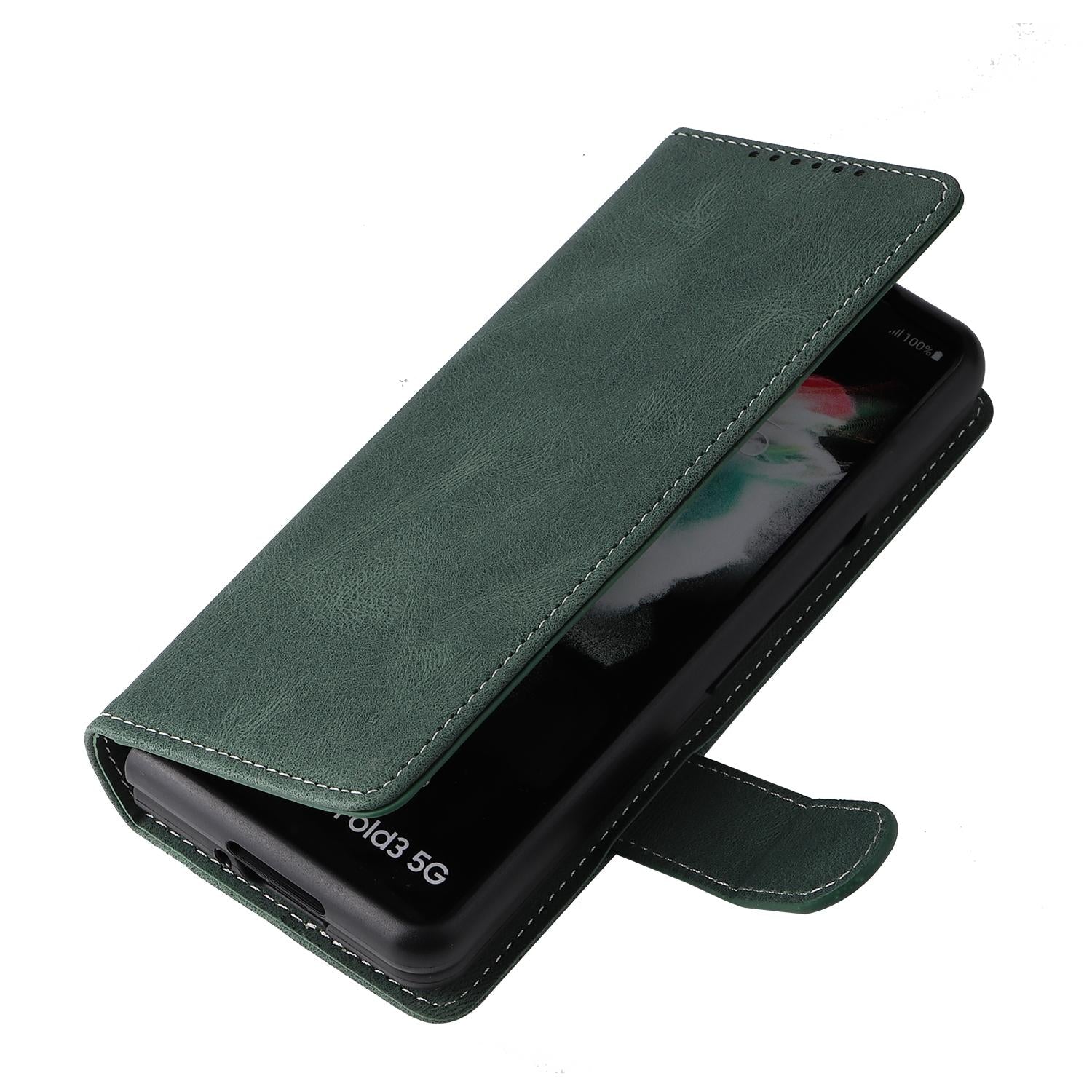 For Samsung Galaxy Z Fold4 5G Foldable Leather Case - Detachable - Blue 4