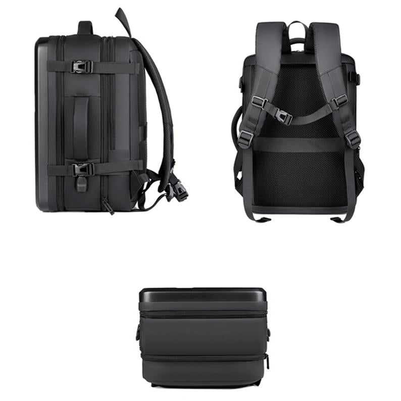 Waterproof Expandable Hard Shell Backpack with Usb Charging - Large Capacity Black - 162 Deep Gray 4