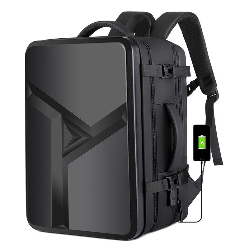 Waterproof Expandable Hard Shell Backpack with Usb Charging - Large Capacity Black - 162 Deep Gray 12