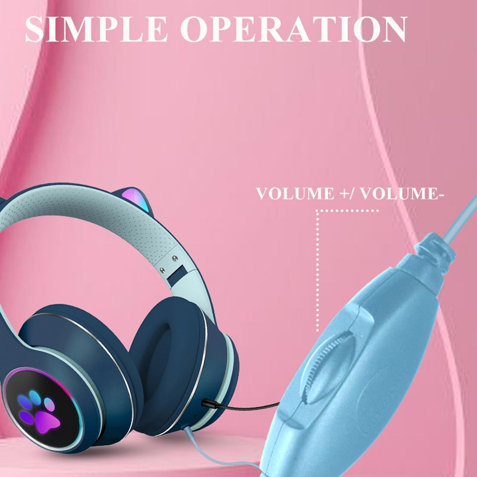 Foldable Led Headset With Mic Usb + 3.5Mm Port - Dark Blue 7