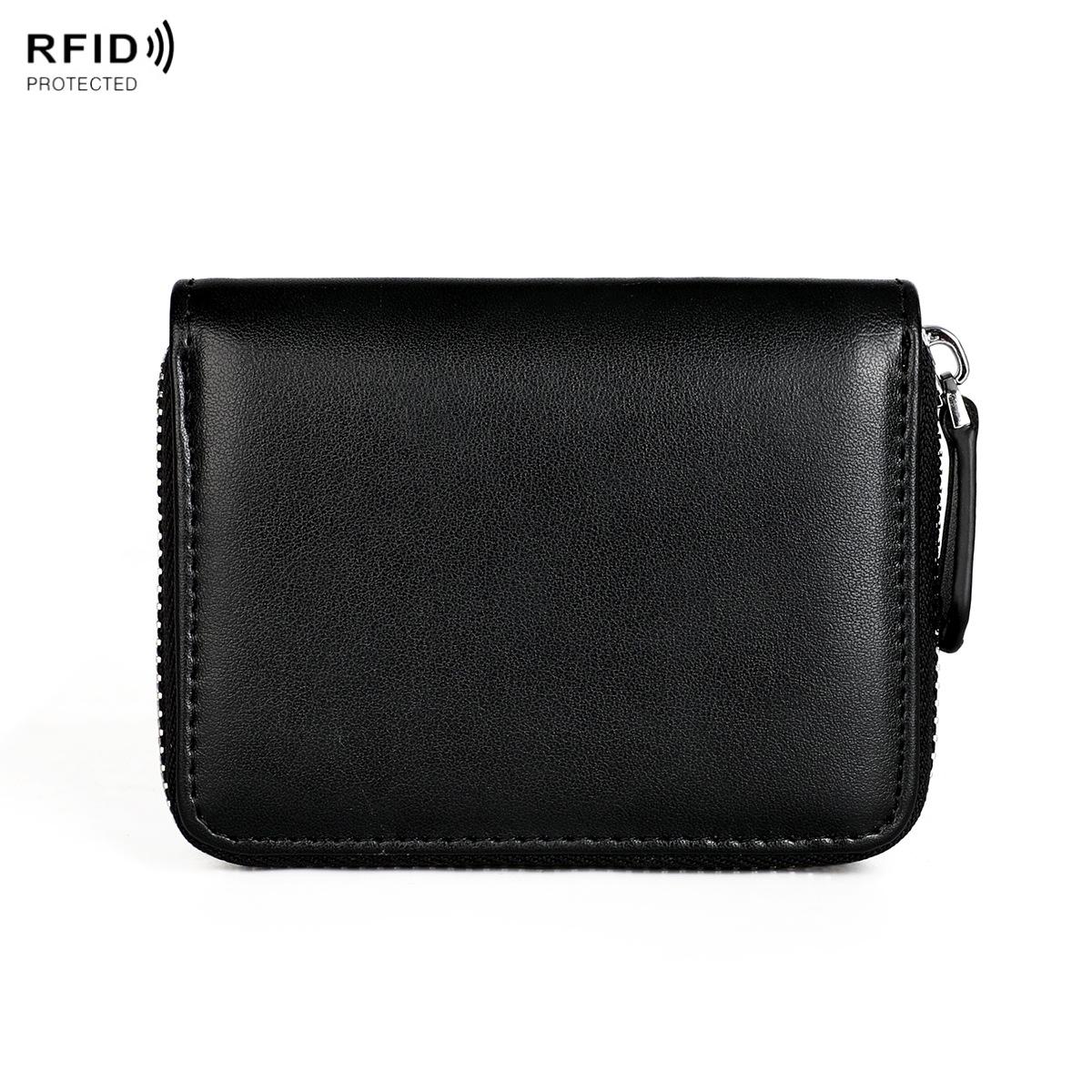 Rfid-protected Leather Coin Purse - Secure & Stylish - Black