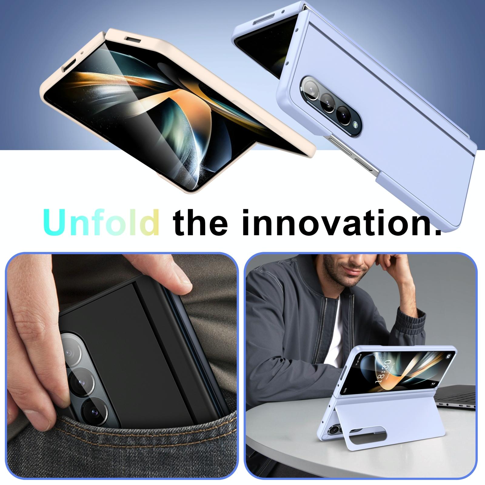 For Samsung Galaxy Z Fold4 5G Foldable Phone Case With Holder - Full Coverage - Dark Purple 6