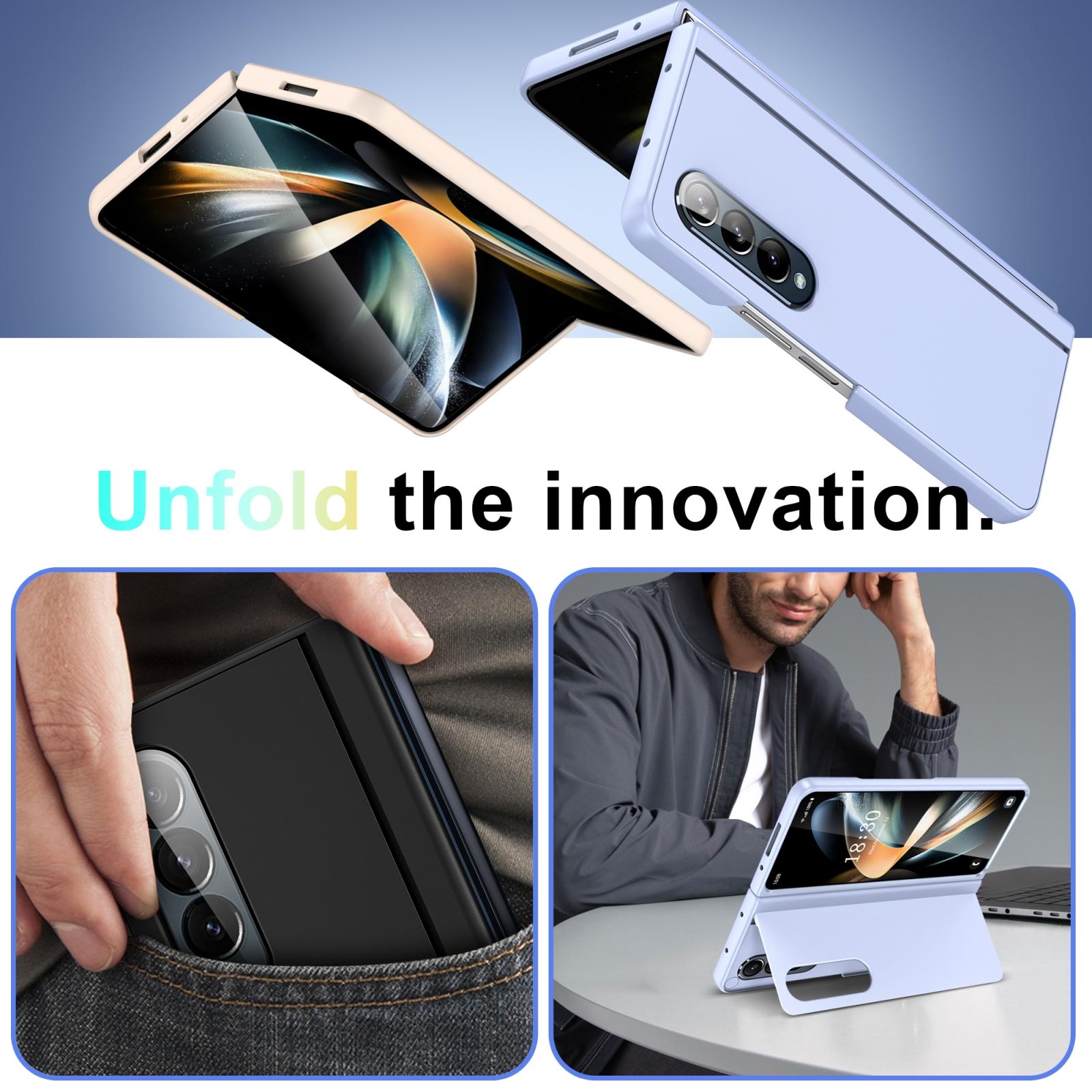 For Samsung Galaxy Z Fold4 5G Foldable Phone Case With Holder - Full Coverage - Dark Purple 13