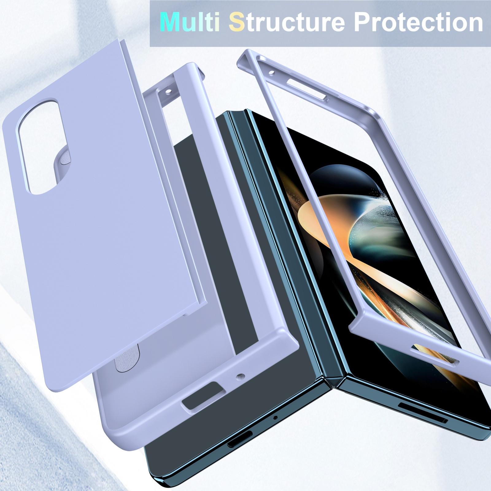 For Samsung Galaxy Z Fold4 5G Foldable Phone Case With Holder - Full Coverage - Dark Purple 14