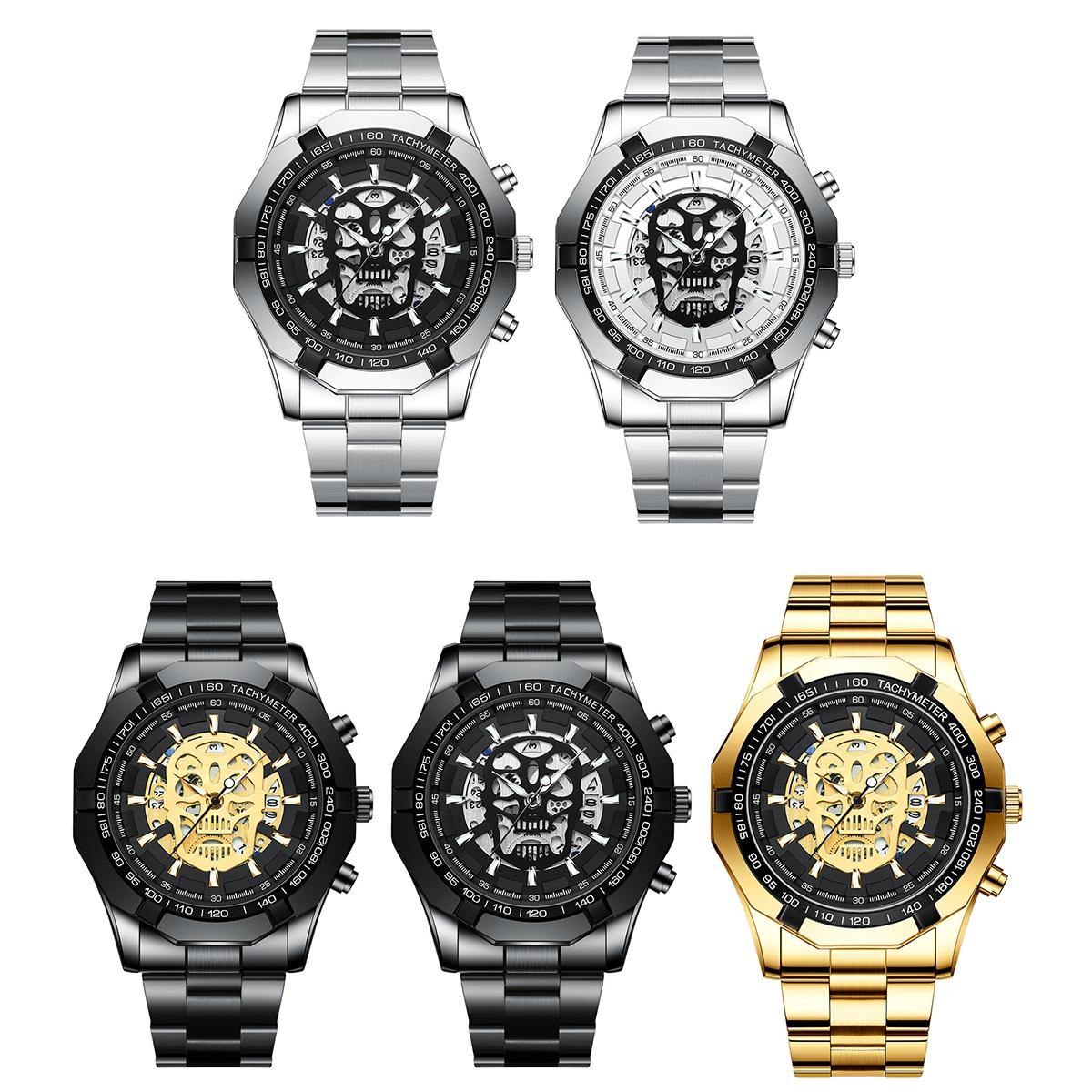 Waterproof Luminous Skeleton Watch - 30m - Full Gold Black Gold Nail 3