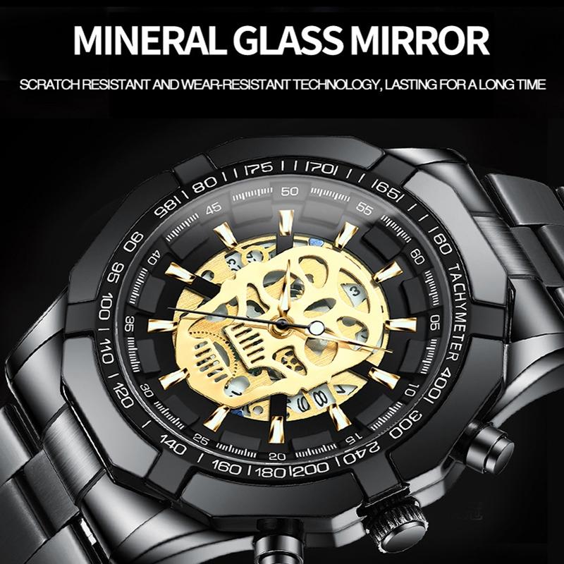 Waterproof Luminous Skeleton Watch - 30m - Full Gold Black Gold Nail 5