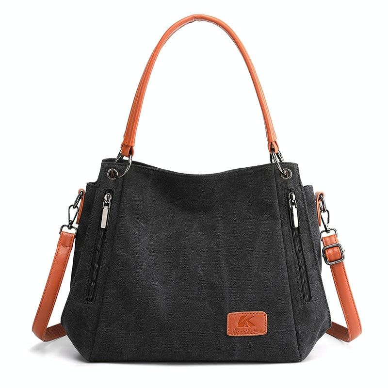 Canvas Shoulder Bag - Spacious and Stylish - Purple Coffee 8