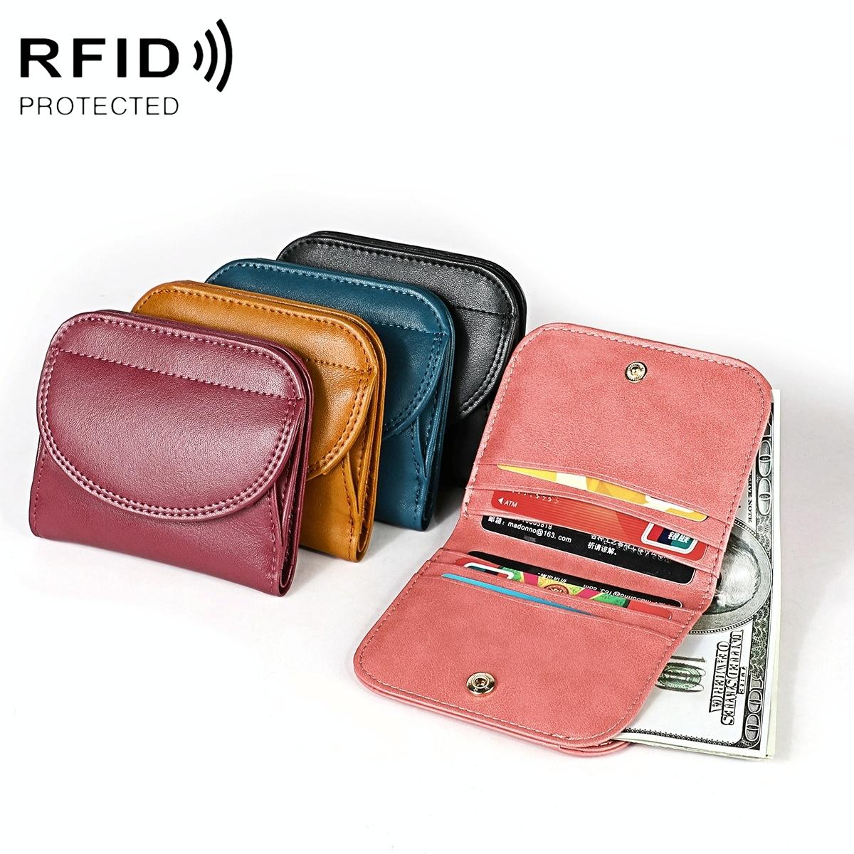 Women Leather Rfid Blocking Coin Purse - Compact Design - Pink 7