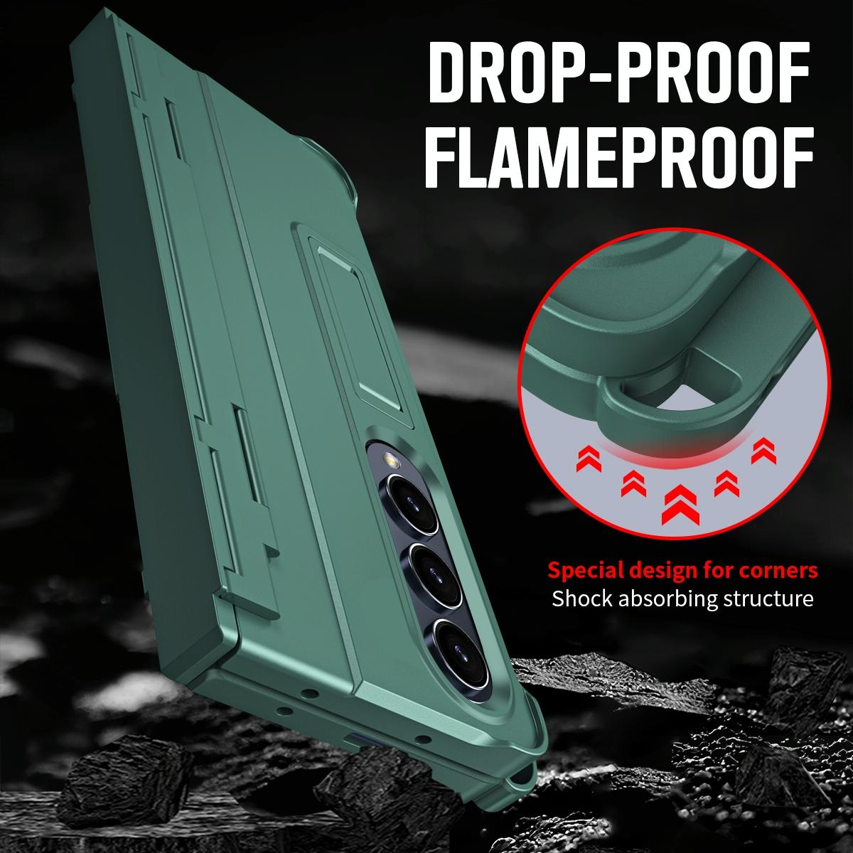For Samsung Galaxy Z Fold4 5G Shockproof Diamond Case With Hinge And Pen - Green 8