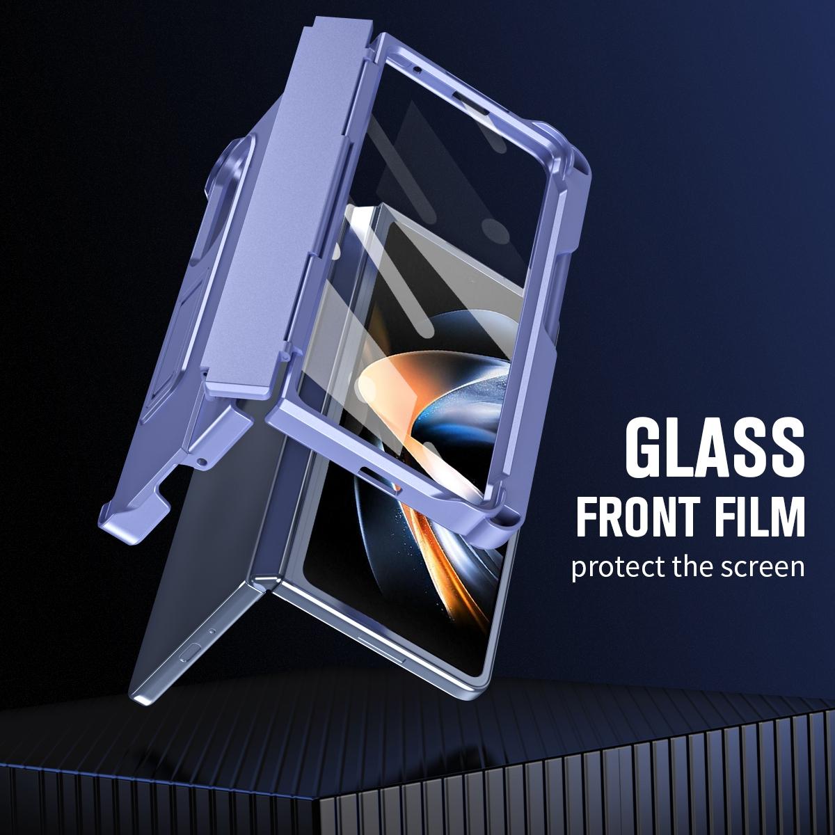 For Samsung Galaxy Z Fold4 5G Shockproof Diamond Case With Hinge And Pen - Green 14