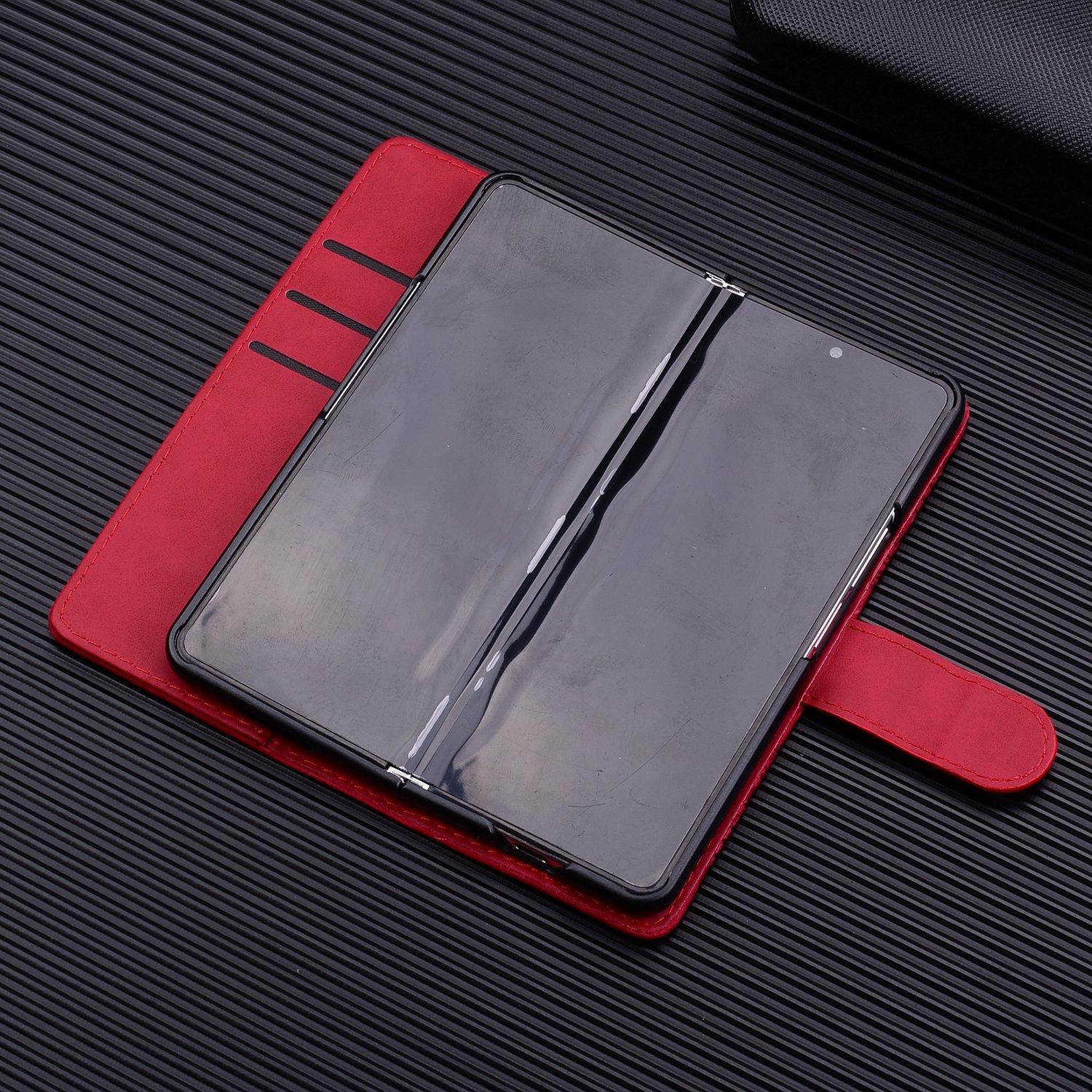 For Samsung Galaxy Z Fold4 5G Dual Fold Mandala Leather Case - Embossed Design - Red 12