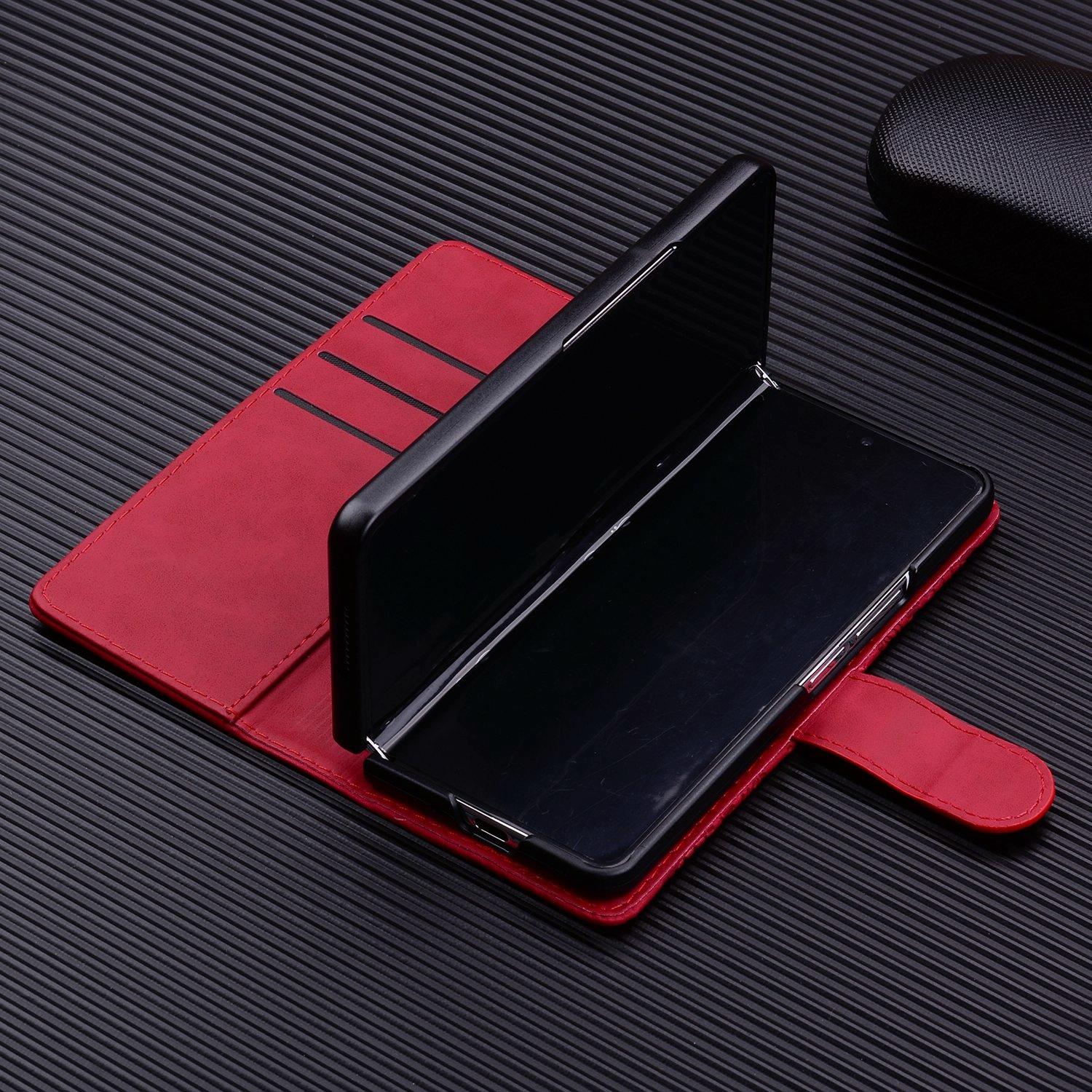 For Samsung Galaxy Z Fold4 5G Dual Fold Mandala Leather Case - Embossed Design - Red 13