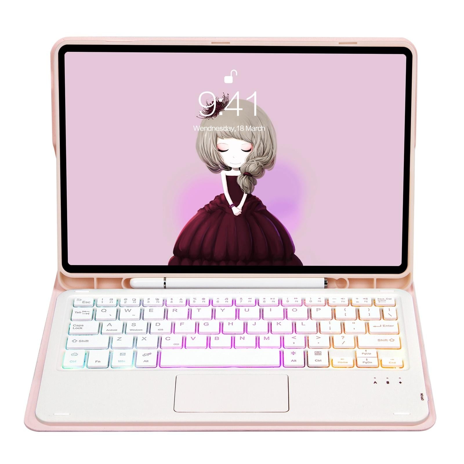 Bluetooth Keyboard Leather Tablet Case For Ipad 10.2 / 10.5 / Air 2019 With Touch Pad & Backlight - Purple 4