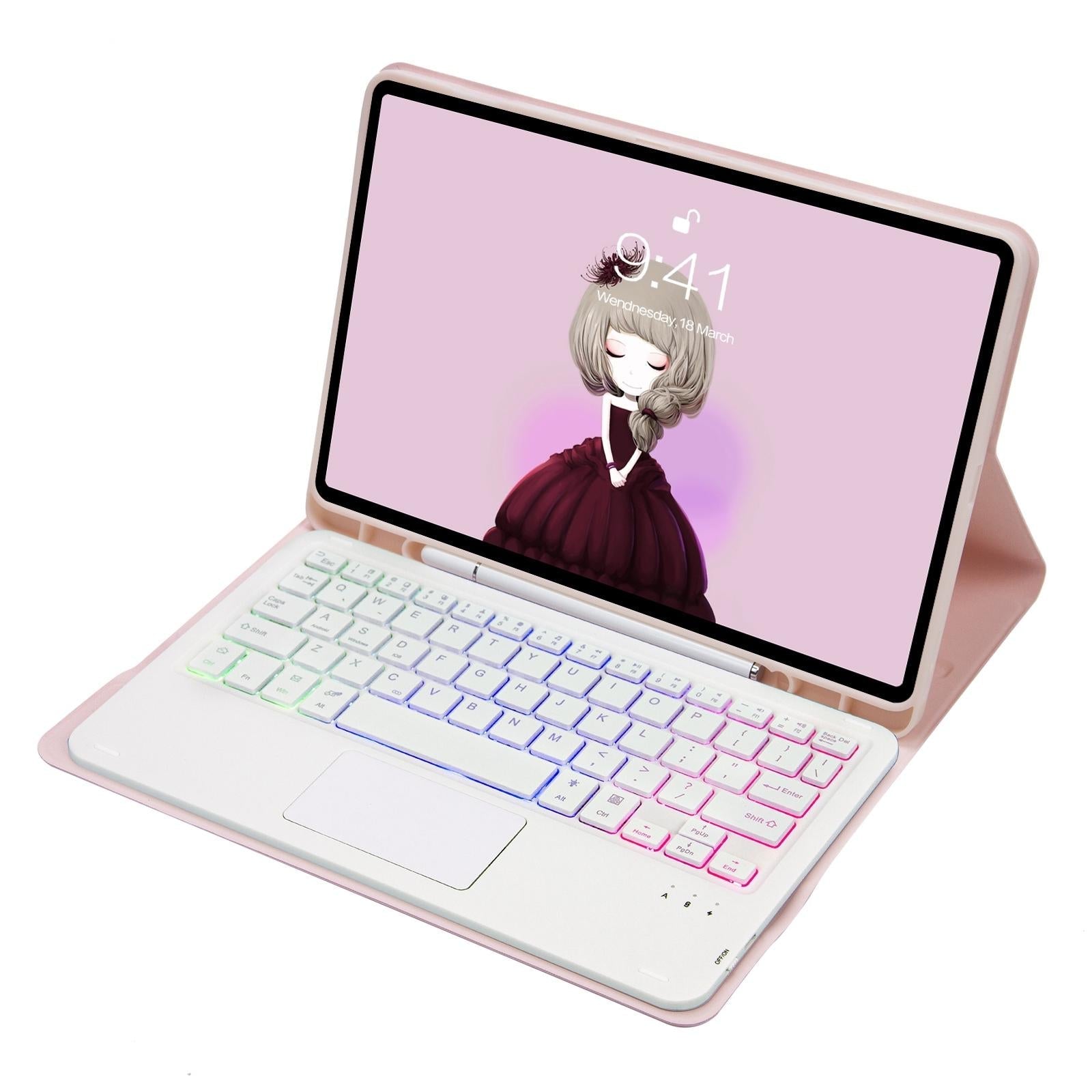 Bluetooth Keyboard Leather Tablet Case For Ipad 10.2 / 10.5 / Air 2019 With Touch Pad & Backlight - Purple 5