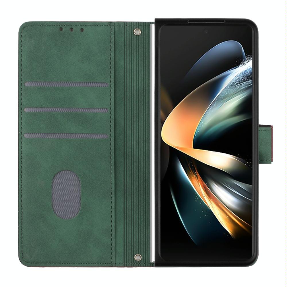 For Samsung Galaxy z Fold4 5G Embossed Leather Flip Crossbody Phone Case - 3d Design - Blue 5