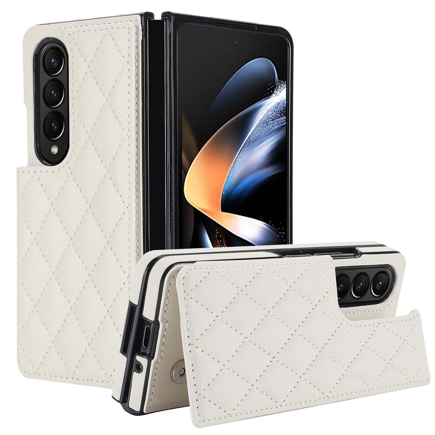 For Samsung Galaxy Z Fold4 5G Foldable Full Coverage Double Buckle Pu Phone Case - Purple 3