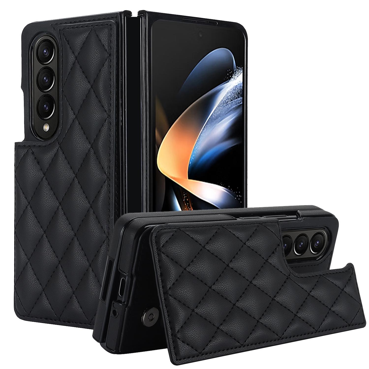 For Samsung Galaxy Z Fold4 5G Foldable Full Coverage Double Buckle Pu Phone Case - Purple 4
