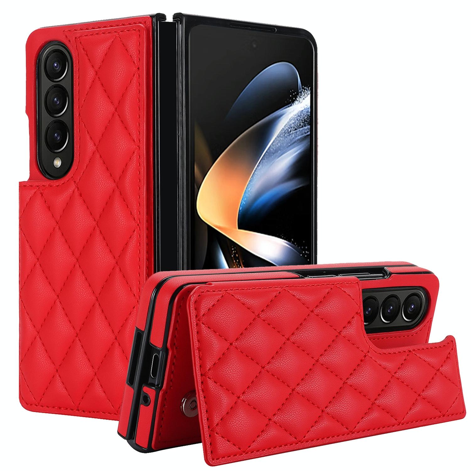 For Samsung Galaxy Z Fold4 5G Foldable Full Coverage Double Buckle Pu Phone Case - Purple 6
