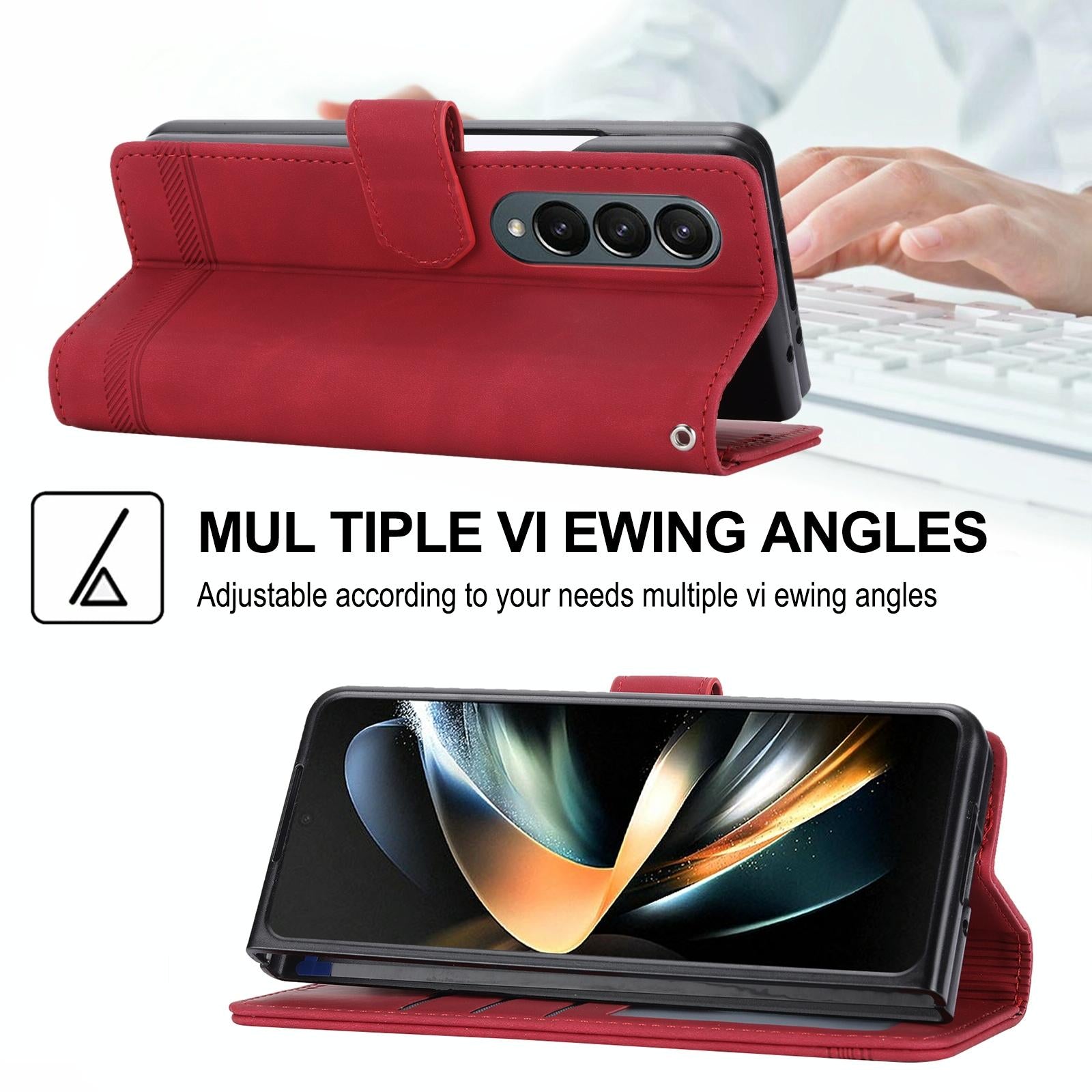 For Samsung Galaxy Z Fold4 5G Premium Leather Tpu Case - Blue 6