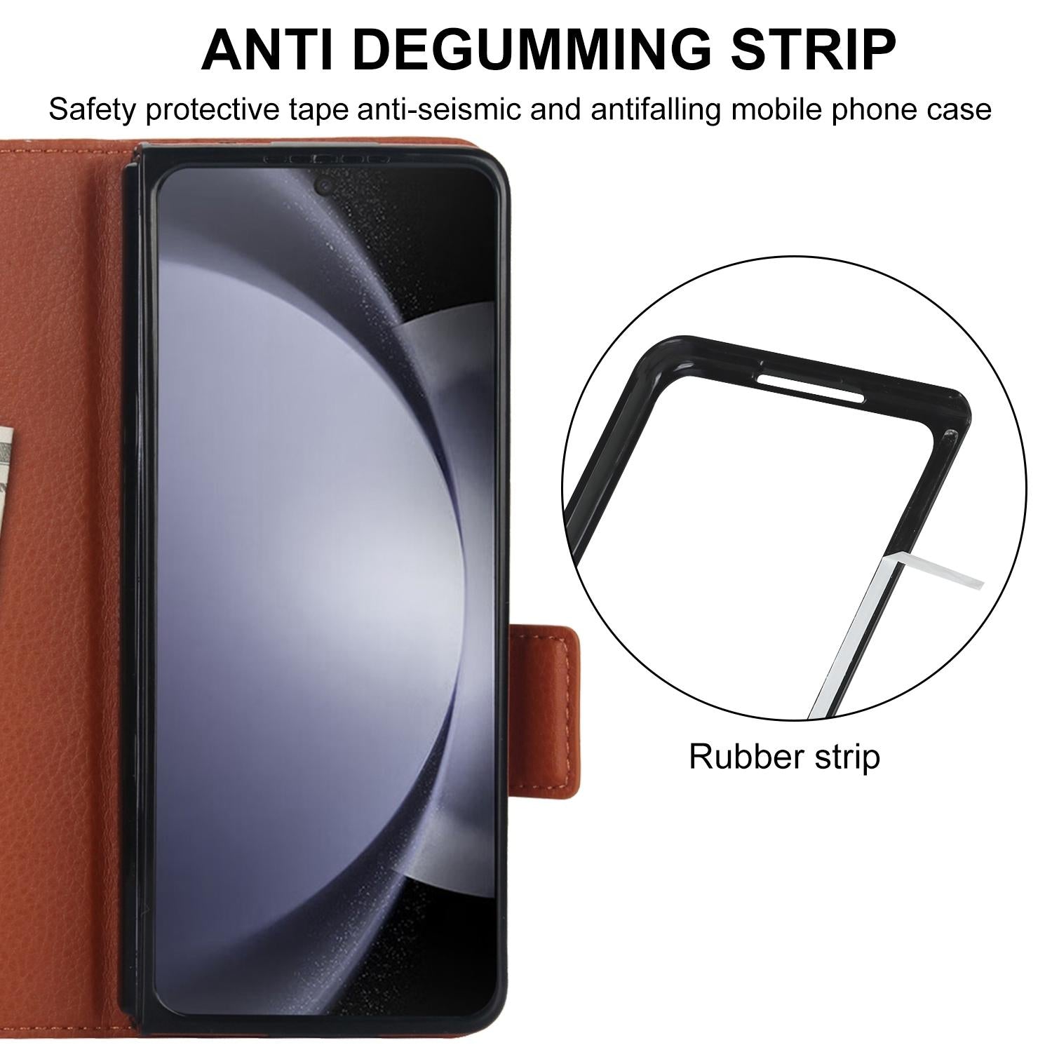 For Samsung Galaxy Z Fold4 5G Leather Phone Case With Pen Slot - Brown 6