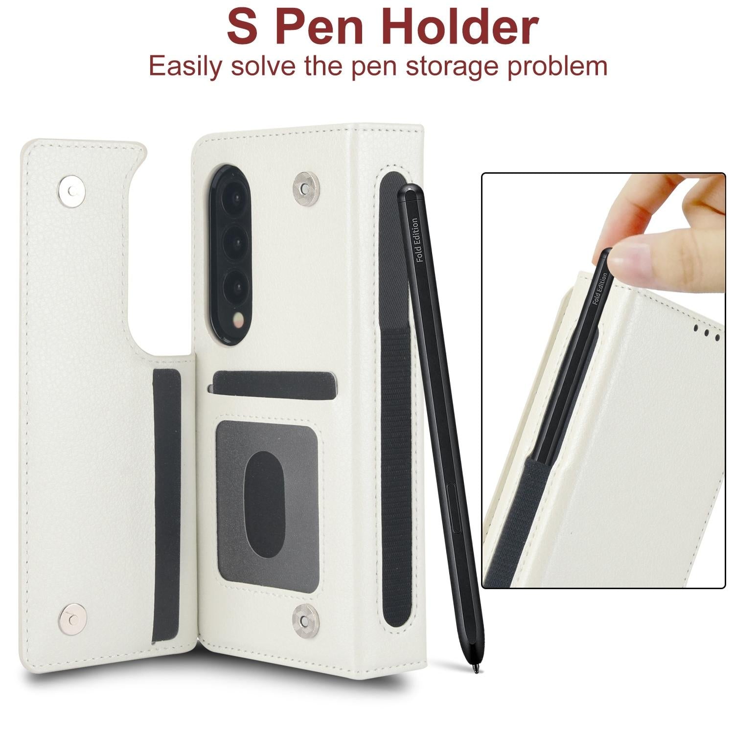 For Samsung Galaxy Z Fold4 5G Leather Phone Case With Pen Slot - Brown 11