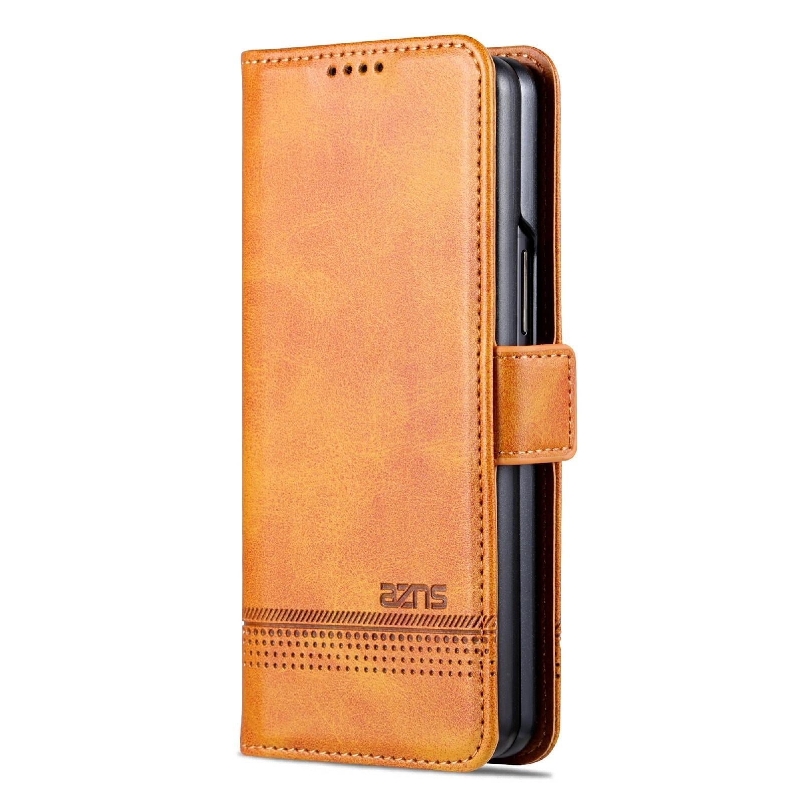 For Samsung Galaxy Z Fold4 5G Leather Magnetic Phone Case - Calf Texture - Dark Blue 8