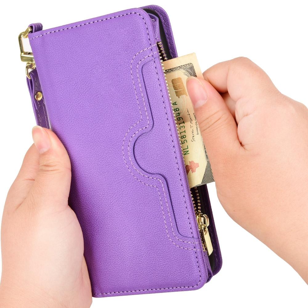 For Samsung Galaxy z Fold4 5G Zipper Leather Phone Case with Litchi Texture - Pink 13