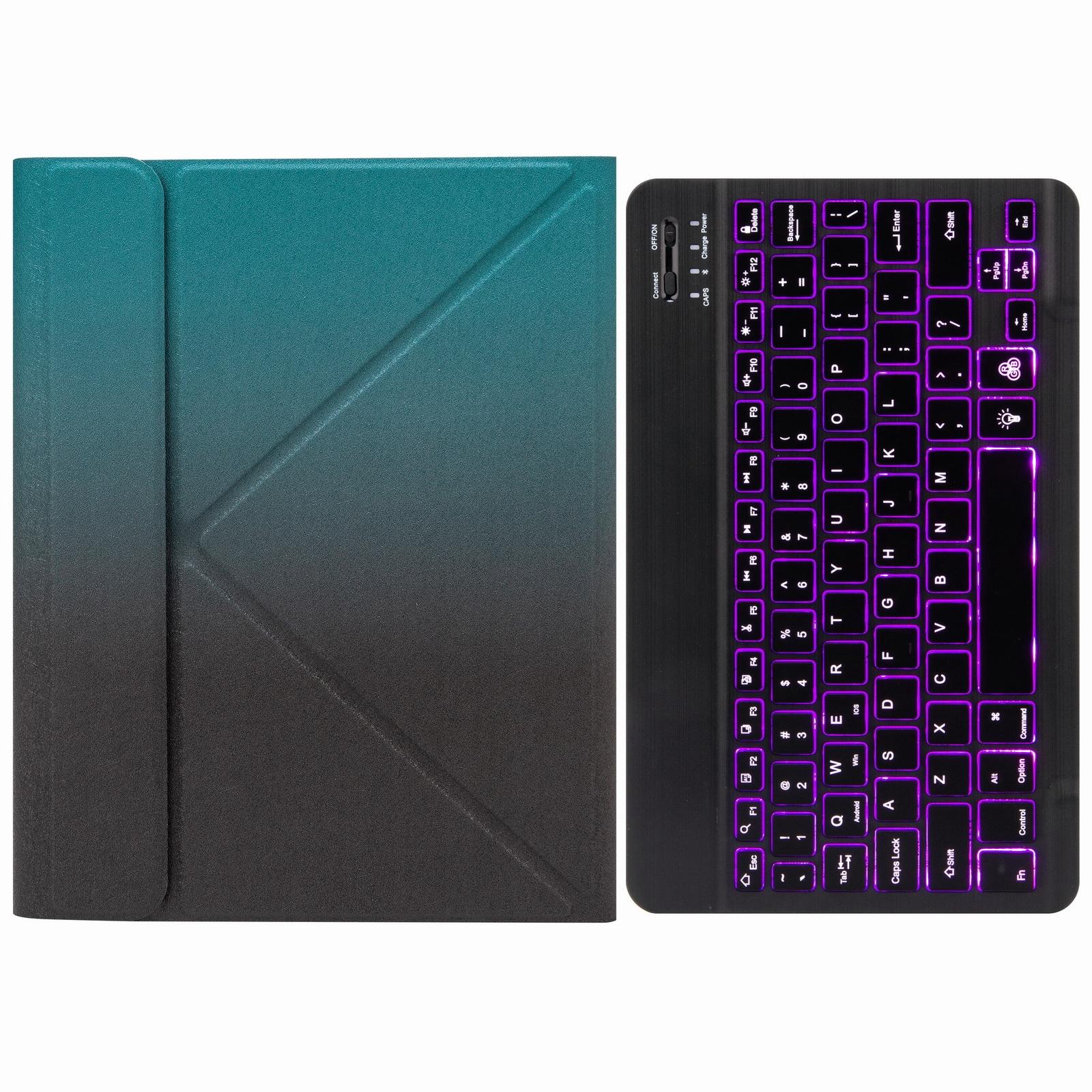 Bluetooth Keyboard Leather Case For Ipad 9.7 2018 / 2017 With Backlight & Three-Fold Holder - Pink Blue 14