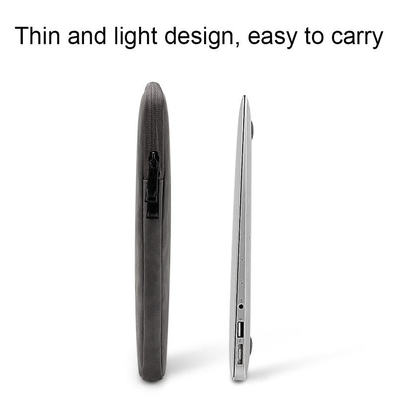 Lightweight Waterproof Lambskin Laptop Sleeve - Fits 14.1-15.4 Inches - Gray With Bag 4
