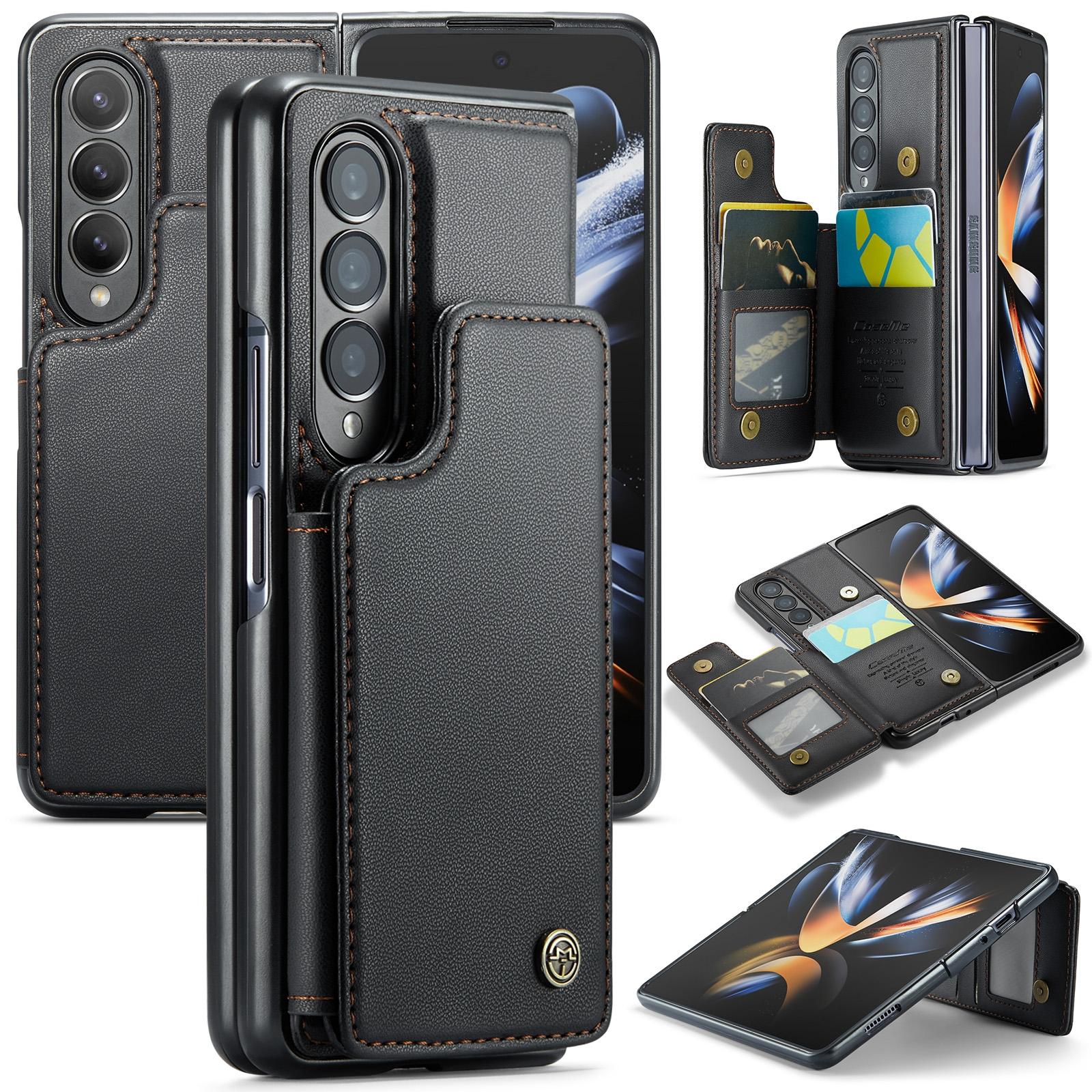 For Samsung Galaxy Z Fold4 5G Leather Rfid Phone Case - Purple
