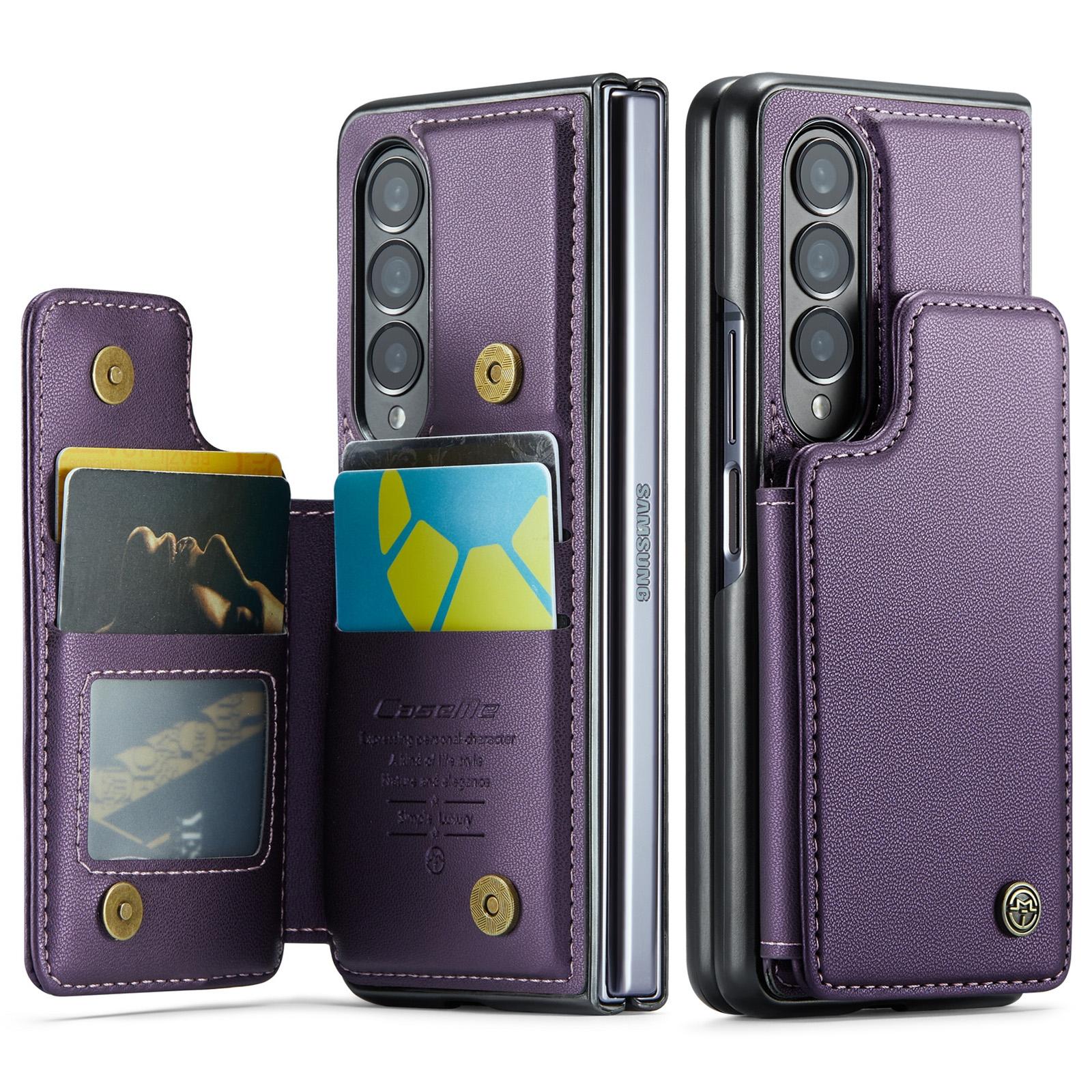 For Samsung Galaxy Z Fold4 5G Leather Rfid Phone Case - Purple 10
