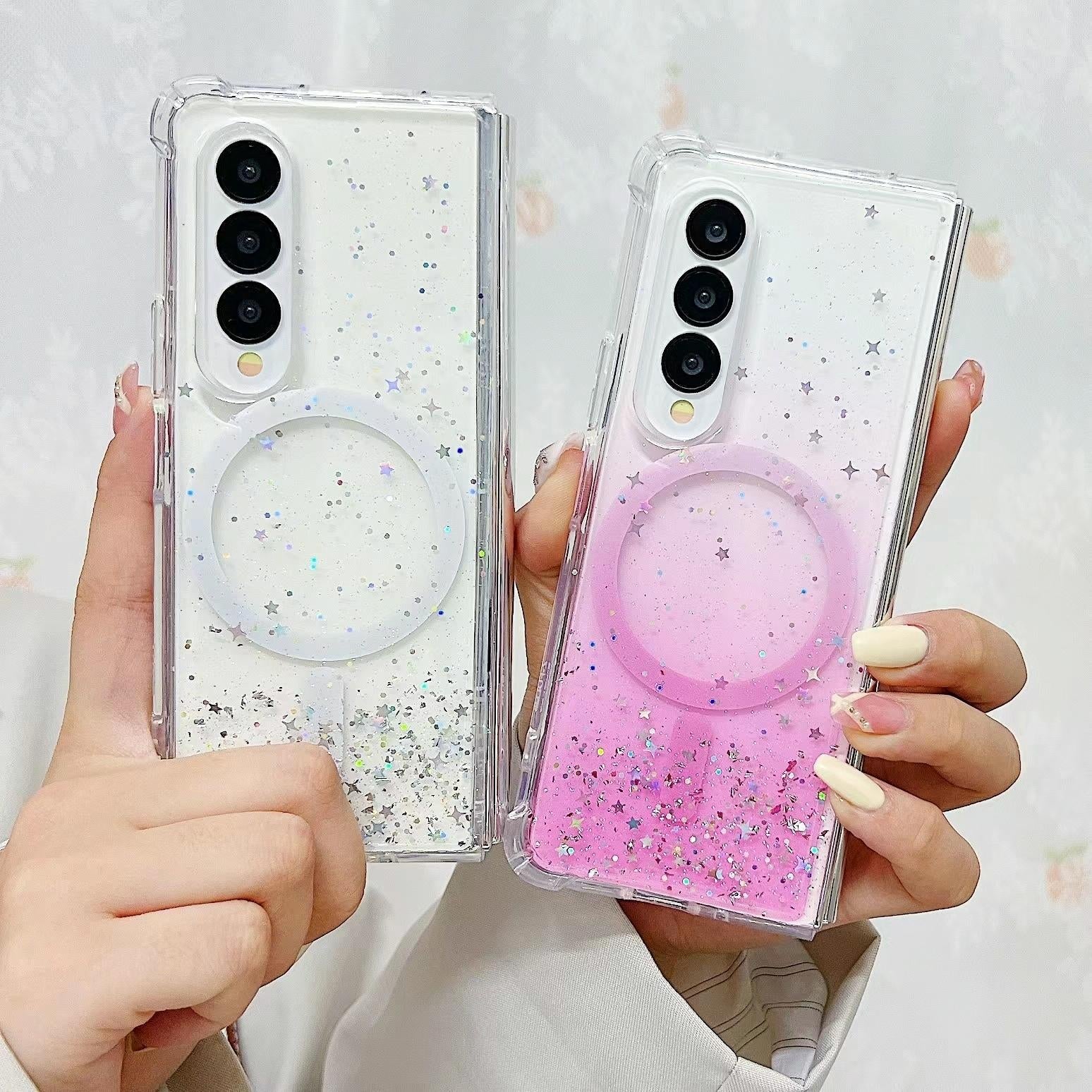 For Samsung Galaxy Z Fold4 5G Sparkle Tpu Case With Magsafe - Black 5