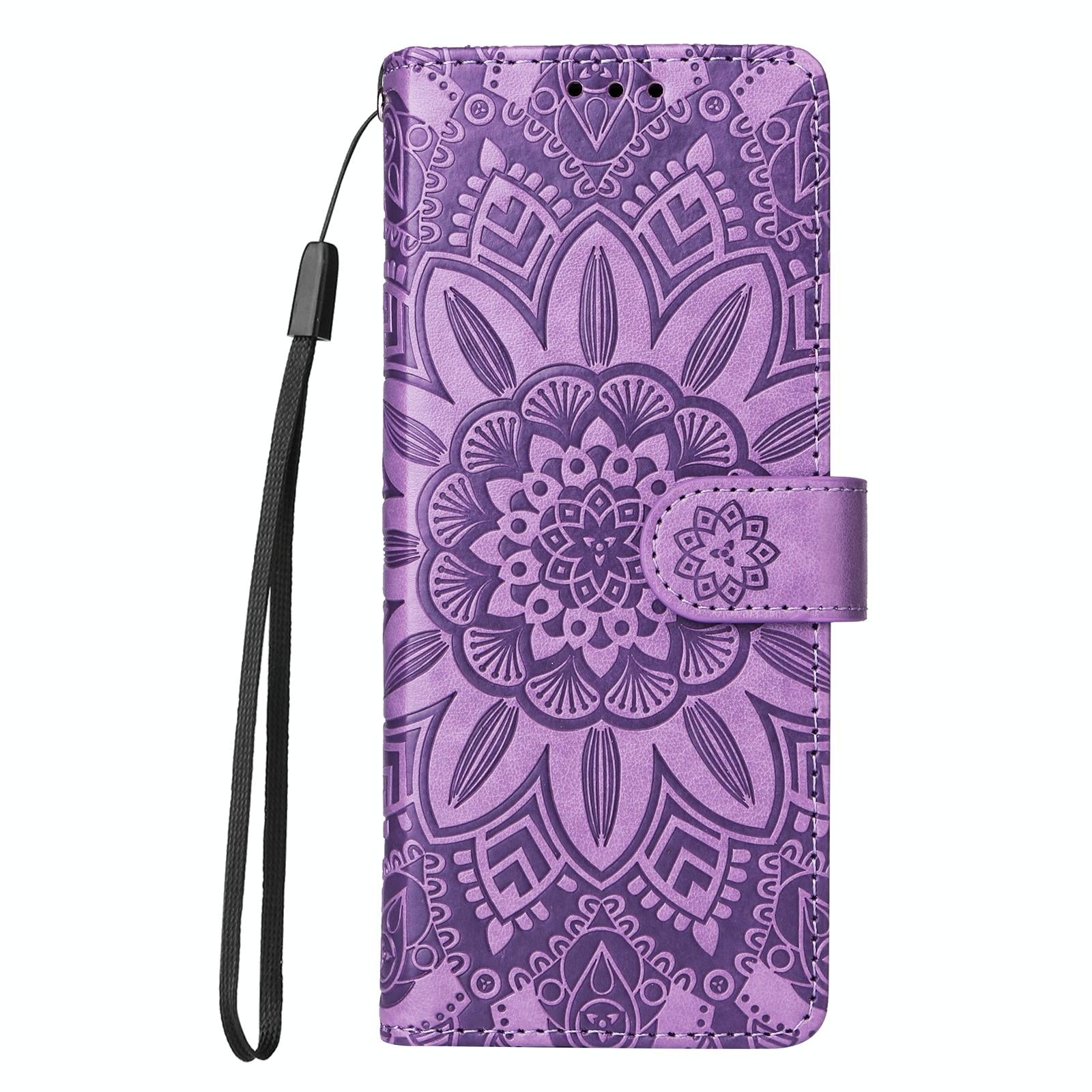 For Samsung Galaxy Z Fold4 5G Sunflower Embossed Leather Phone Case - Rose Gold 9
