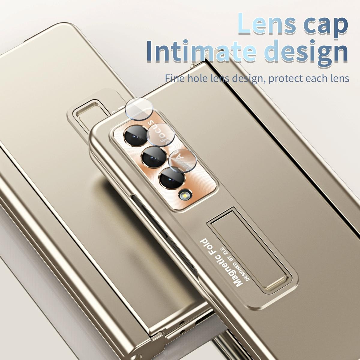 For Samsung Galaxy Z Fold4 5G Foldable Phone Case With Pen Slot - Electroplated - Silver 9