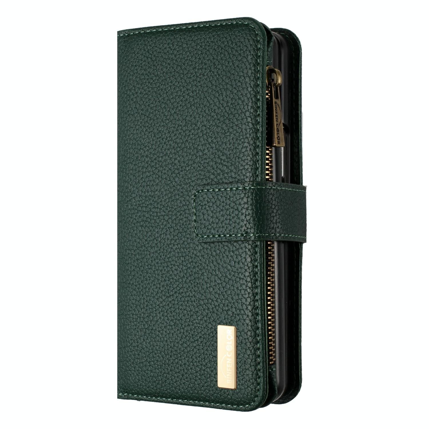 For Samsung Galaxy Z Fold4 5G Litchi Texture Zip Wallet - Purple 3