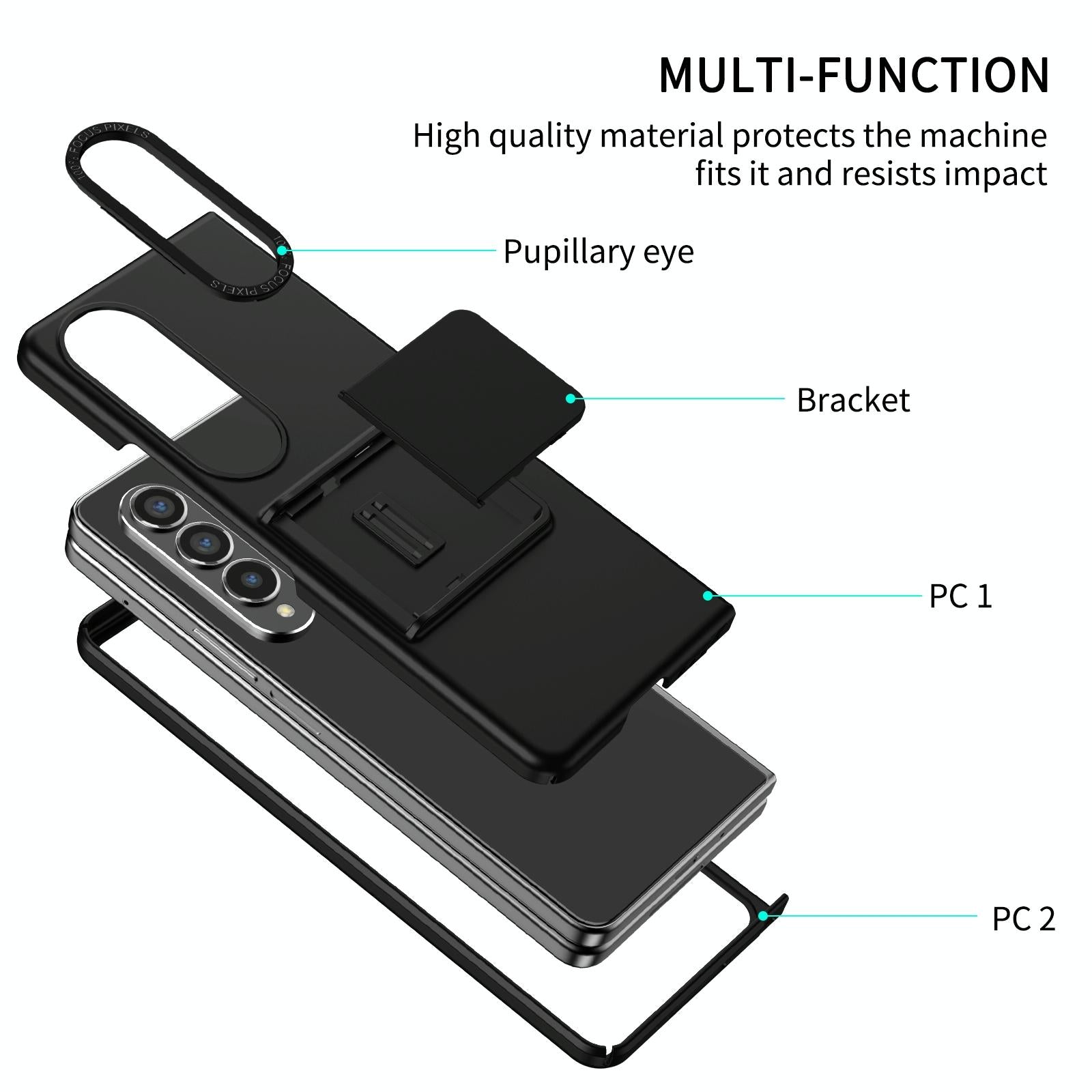 For Samsung Galaxy Z Fold4 5G Foldable 3D Design Phone Case - Green 10