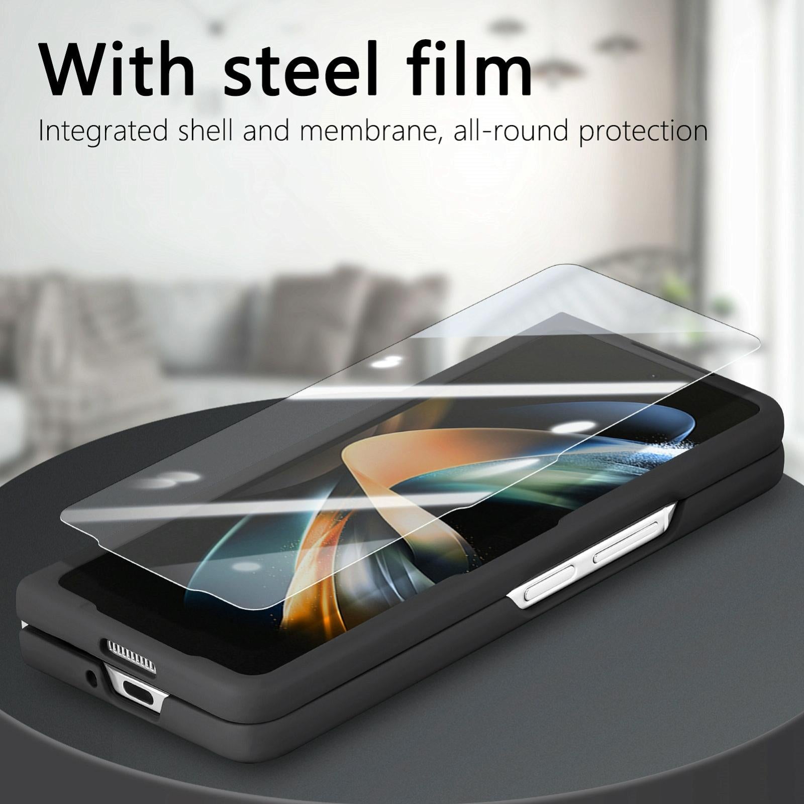 For Samsung Galaxy Z Fold4 5G Vintage Leather Fold Case - Black 10