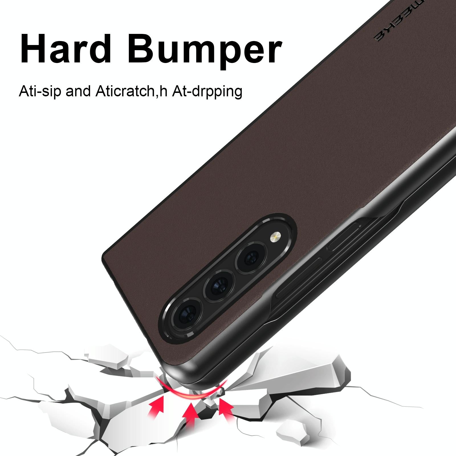 For Samsung Galaxy Z Fold4 5G Leather Shockproof Case - Brown 10