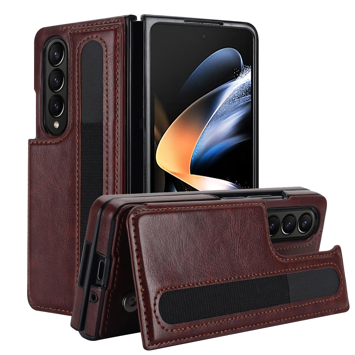 For Samsung Galaxy Z Fold4 5G Double Buckle Phone Case With Pen Slots - Purple 4