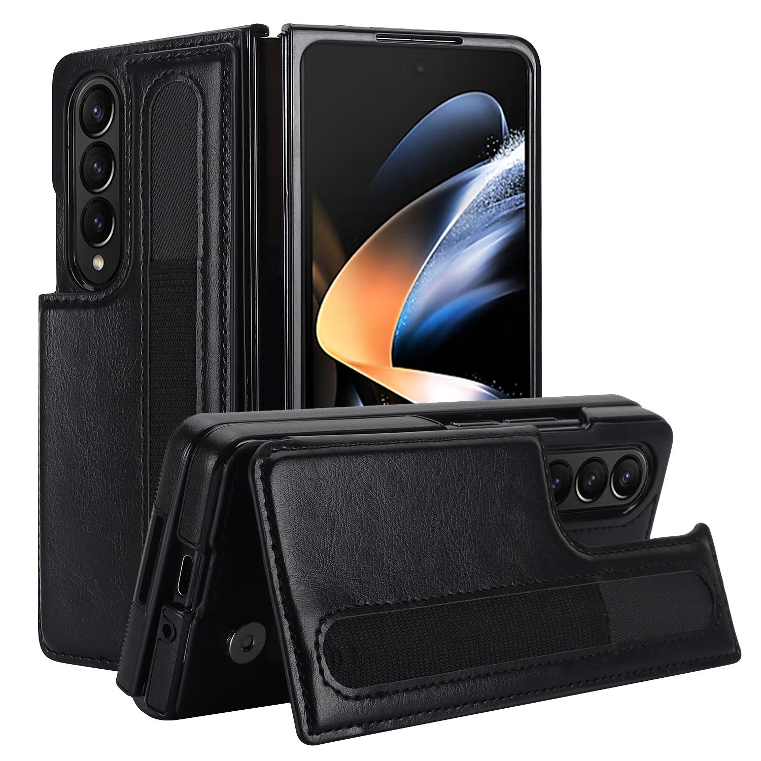 For Samsung Galaxy Z Fold4 5G Double Buckle Phone Case With Pen Slots - Purple 5