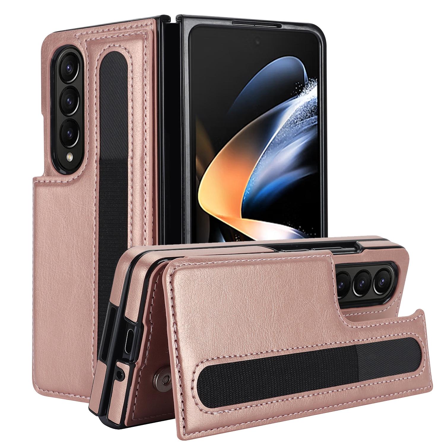 For Samsung Galaxy Z Fold4 5G Double Buckle Phone Case With Pen Slots - Purple 6
