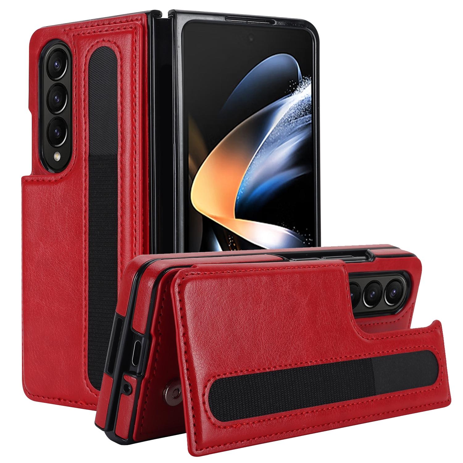 For Samsung Galaxy Z Fold4 5G Double Buckle Phone Case With Pen Slots - Purple 7