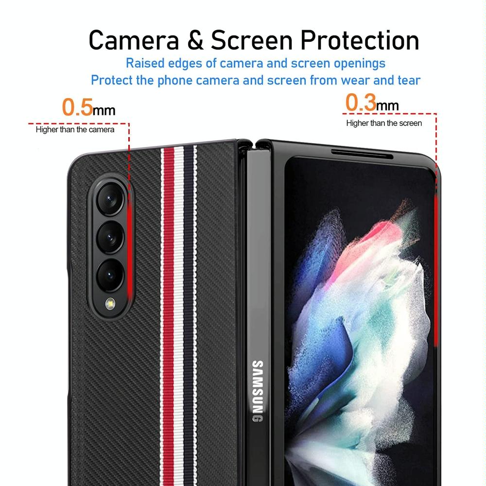For Samsung Galaxy Z Fold4 5G Shockproof Twill Phone Case - Pc Tpu - Brown 5