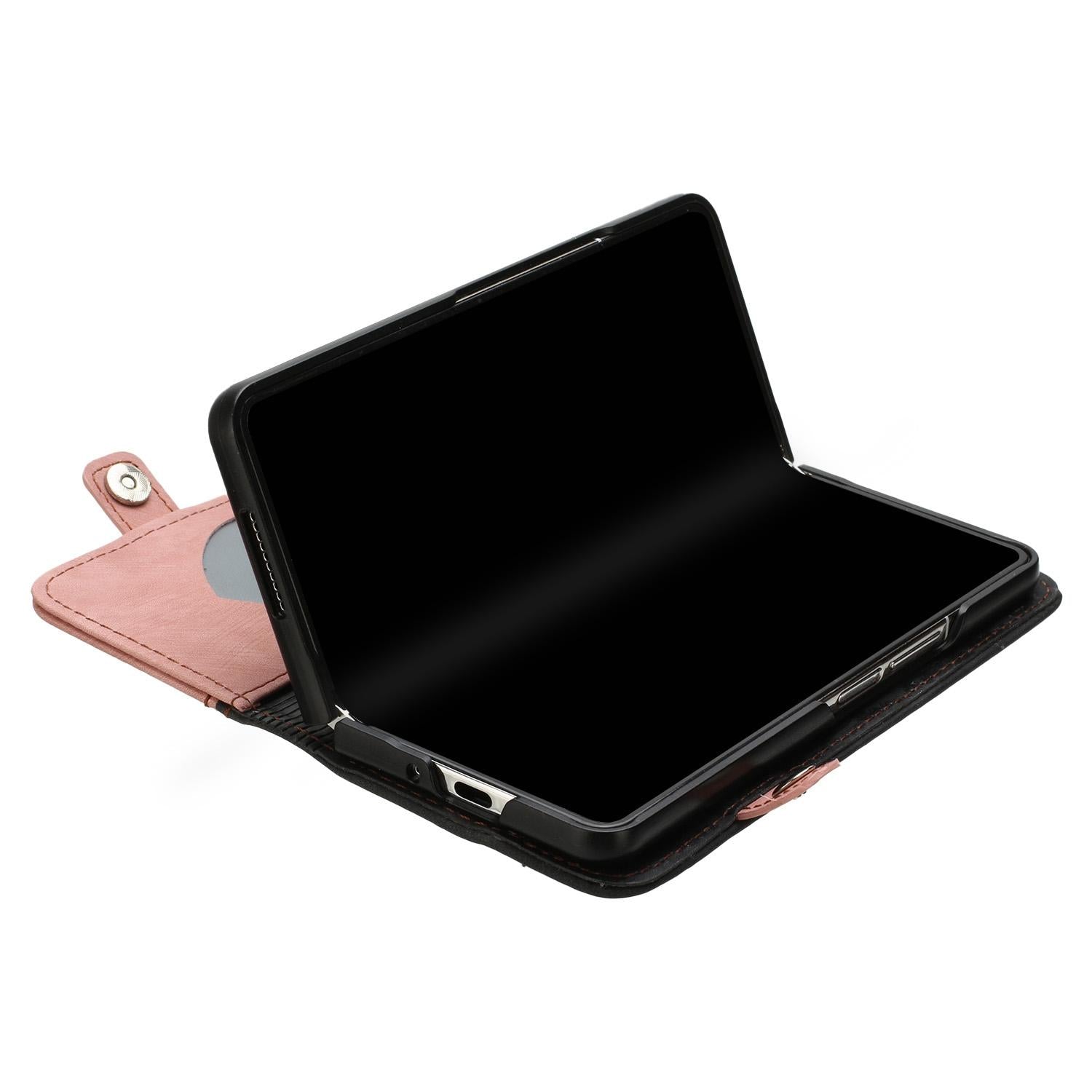 For Samsung Galaxy Z Fold4 5G Leather Phone Case With Side Buckle - Purple 5