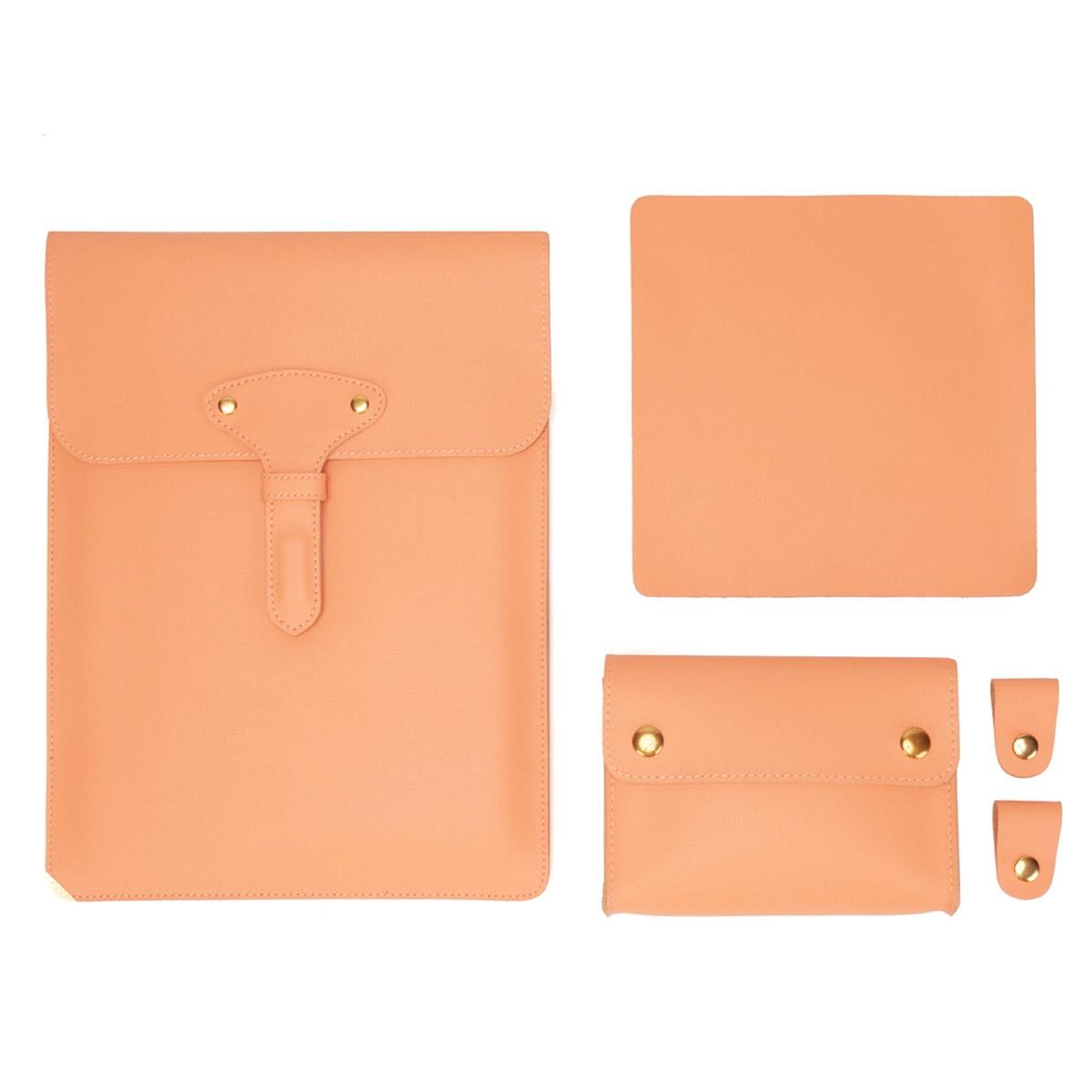 Waterproof Leather Laptop Liner Bag - 3-in-1 15 Inches - Apricot 9