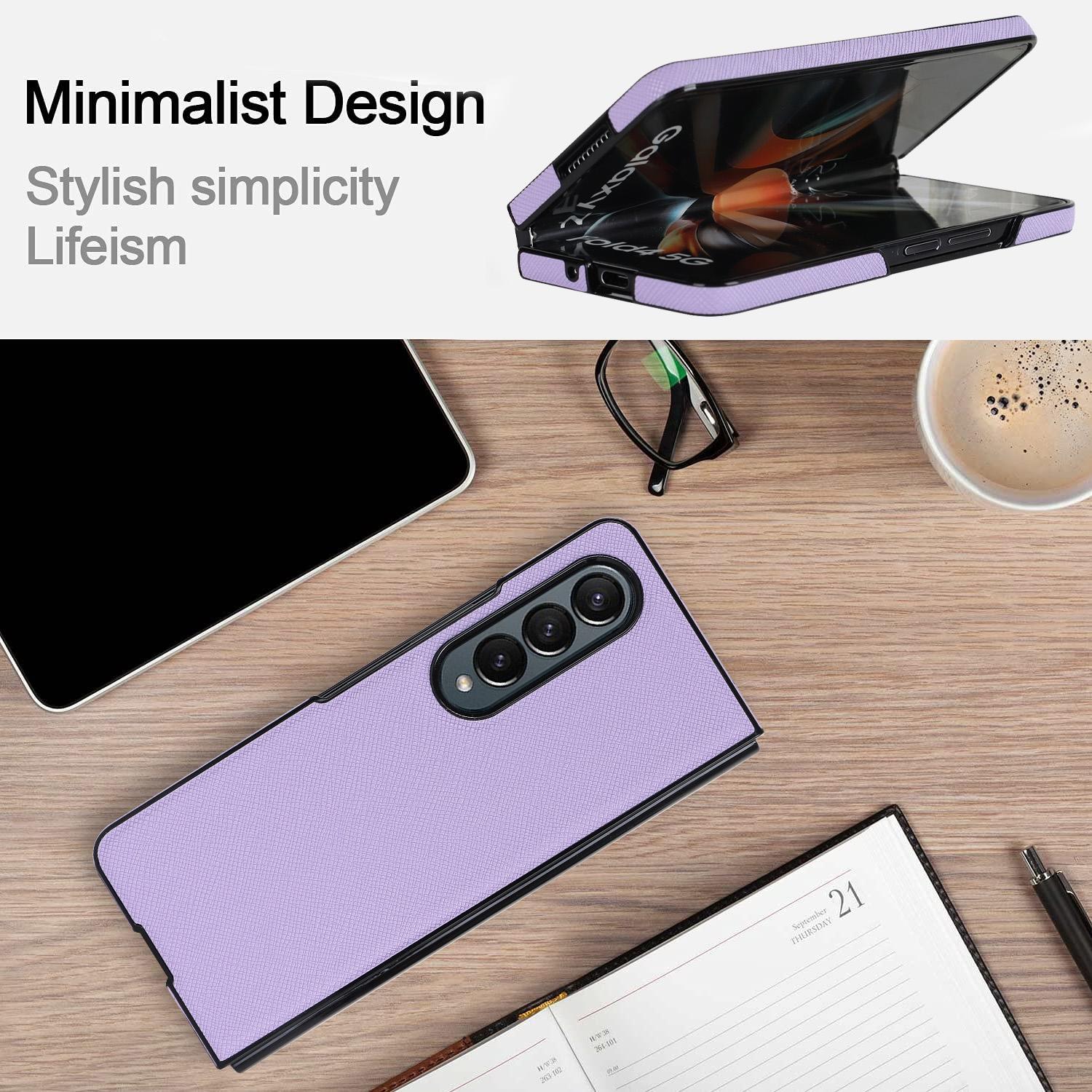 For Samsung Galaxy Z Fold4 5G Foldable Cross Pattern Phone Case - Compact Design - Purple 3