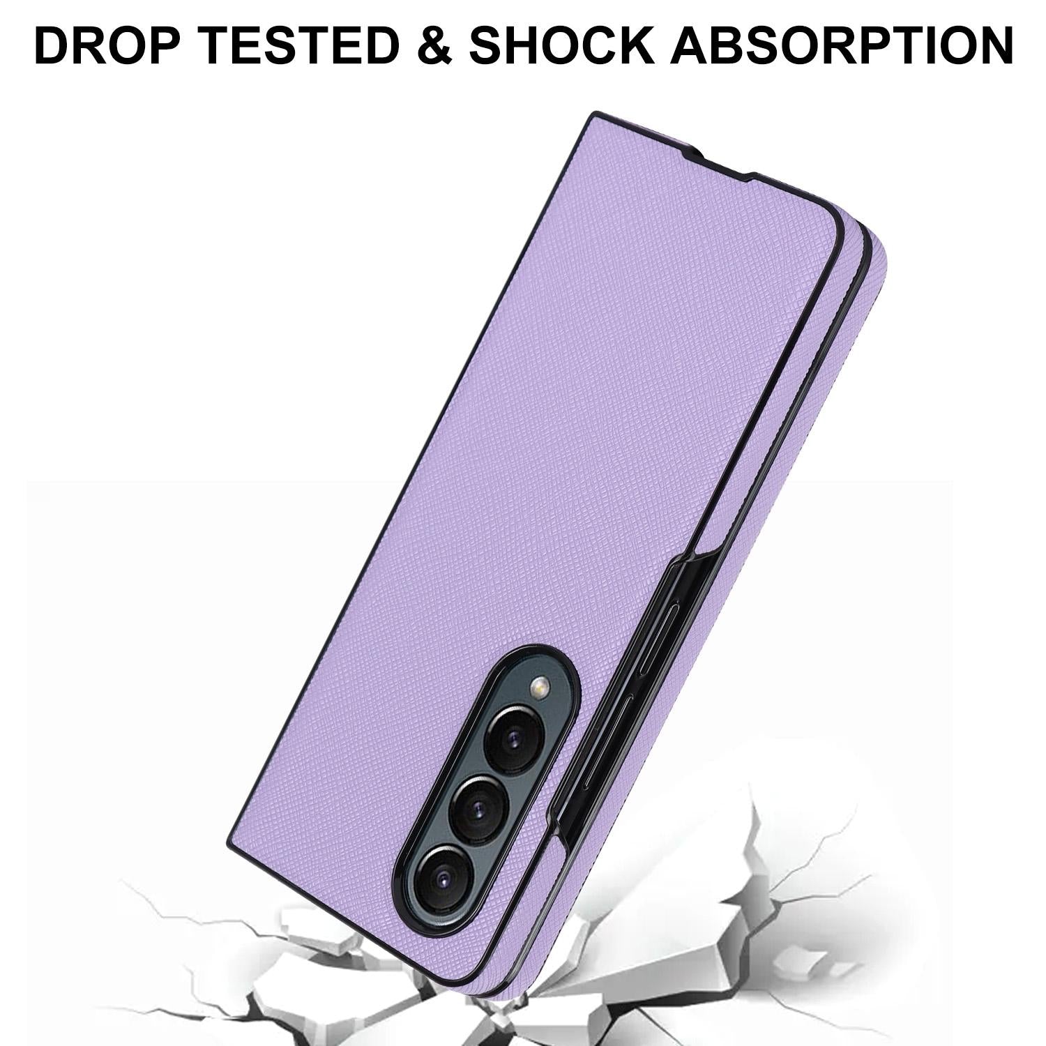 For Samsung Galaxy Z Fold4 5G Foldable Cross Pattern Phone Case - Compact Design - Purple 7